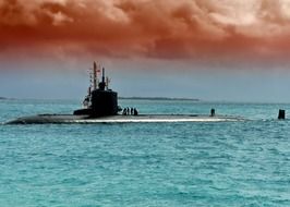 submarine in blue water