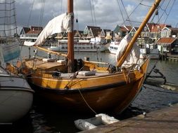 beautiful sailing ship in port in Holland