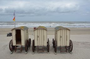 tiny changing rooms on the beach