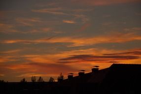 House's roofs against the evening sky