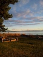 landscape of the cottages on an ocean coast