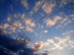 fluffy clouds in the evening sky