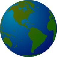 the western hemisphere of the earth on a globe