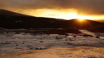 sunset on the horizon hills