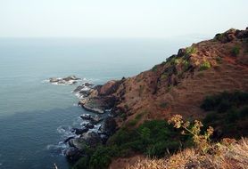 panoramic view of the sea rocky coast of india