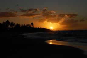 landscape of the shape of the coast at sunset