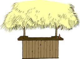 hut straw roof beach bar counter
