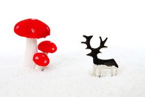 Mushrooms and deer decorations