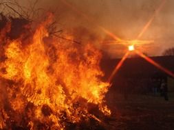 Fire and sunset
