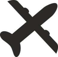 black silhouette of the plane on a white background