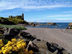 landscape of Dunure Castle is located on the west coast of Scotland