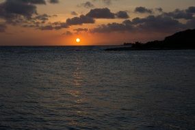 cute orange sunset under sea