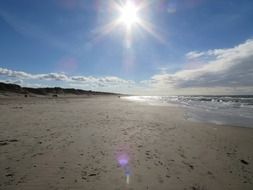 bright sun over the beach the north sea
