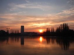 sunset in rummelsburg bay
