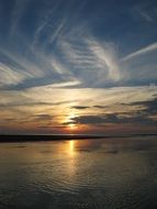 romantic evening sky over the lake