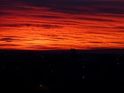 Red sunset in the evening