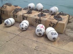 buoys on a pier