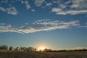 rural landscape at the sunset
