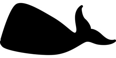 black silhouette of a whale on a white background