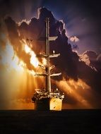 sailboat on water as a digital art