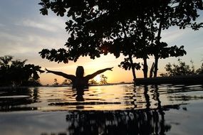 evening pool relax