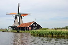 mill on the bank of the Netherlands