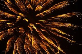 yellow fireworks in the night sky