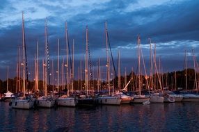 sailboats in harbor at sunset, croatia