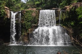 canyon with waterfalls on the island of Koh Kood, Thailand