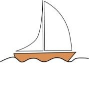 drawing of a ship on the waves on a white background