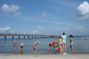 happy children on the sunny coast of the Baltic Sea