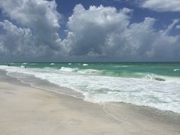 picturesque cloudy sky over turquoise sea water