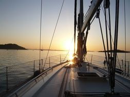 sailing boat in the beautiful sunset light