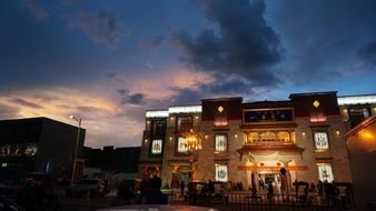 shopping mall in the evening in Lhasa