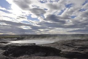 panorama of a big geyser in iceland