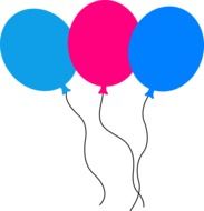 blue and pink balloons, drawing