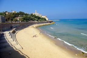 panoramic view of the sunny beach in Jaffa