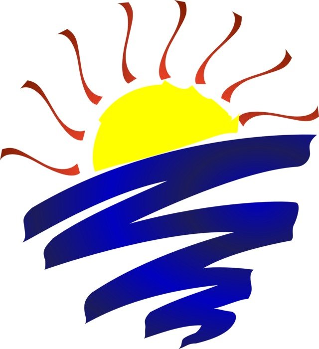 Sunrise on the water clipart