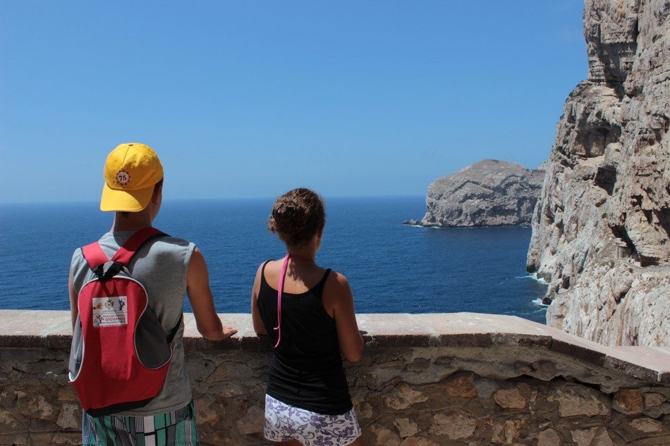 tourists on the stone observation deck