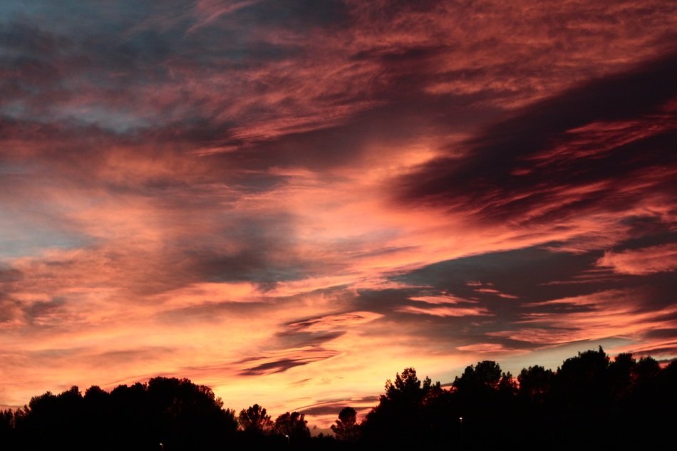 pink sky in the clouds at sunset