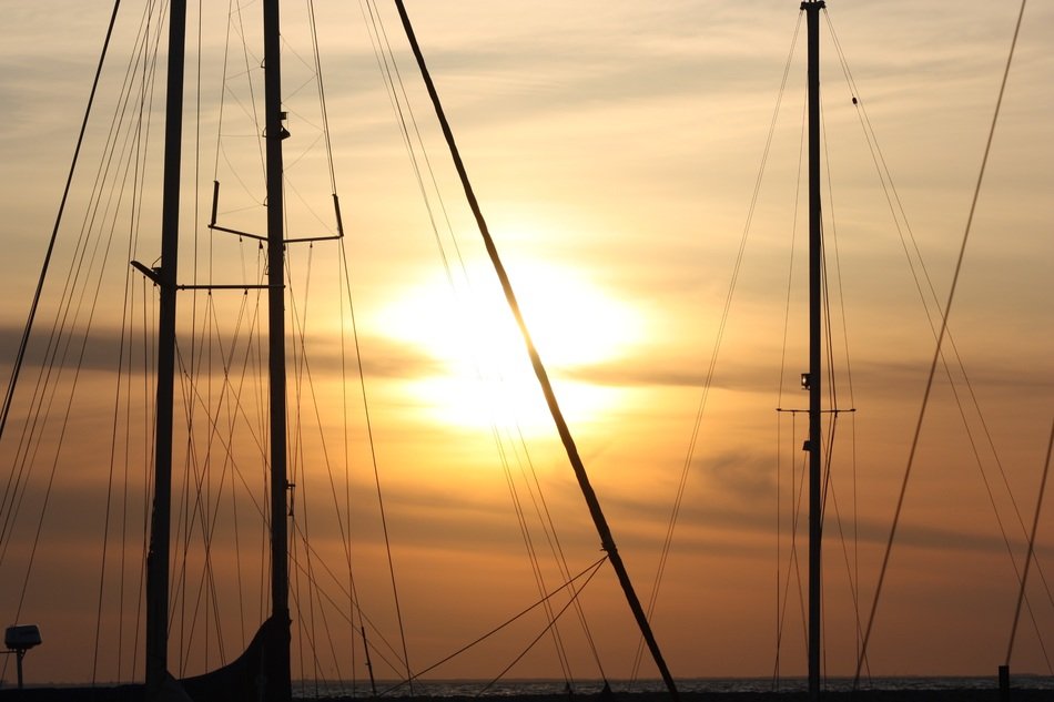sailing boat at the sunset