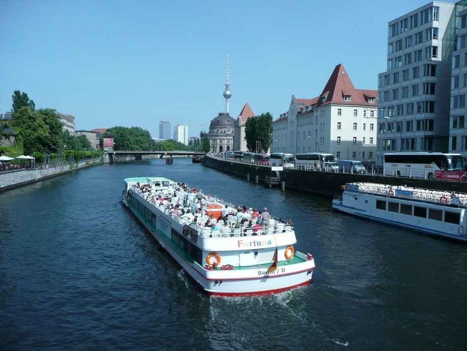 Big vessel float on the waterway