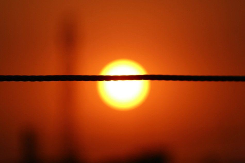rope against the background of a bright sunset