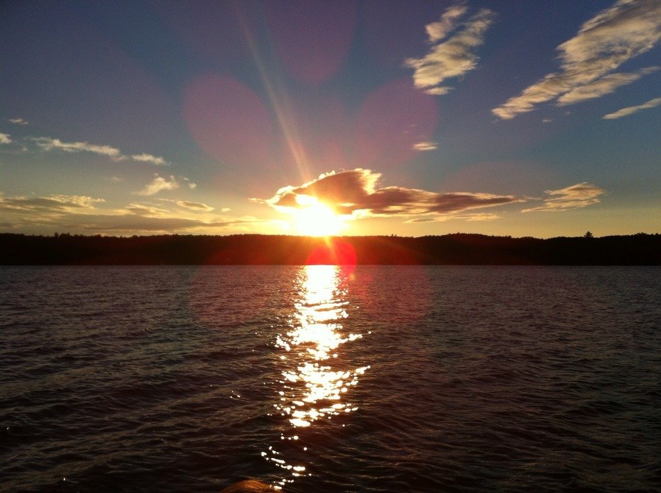 picture of the river coastline at the sunset