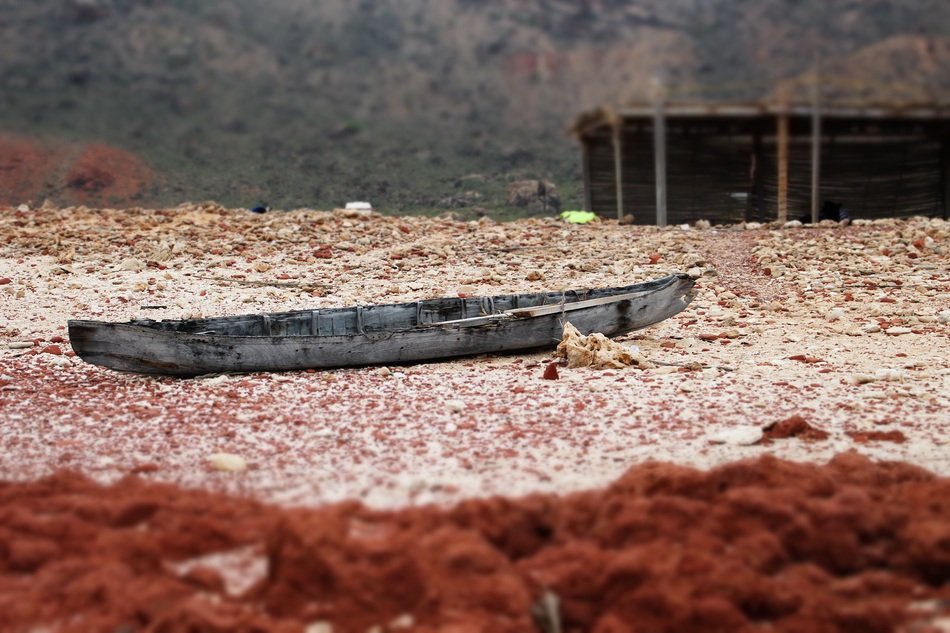 old boat in the sand on Socotra island