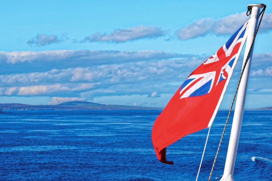 flag on the background of the ocean
