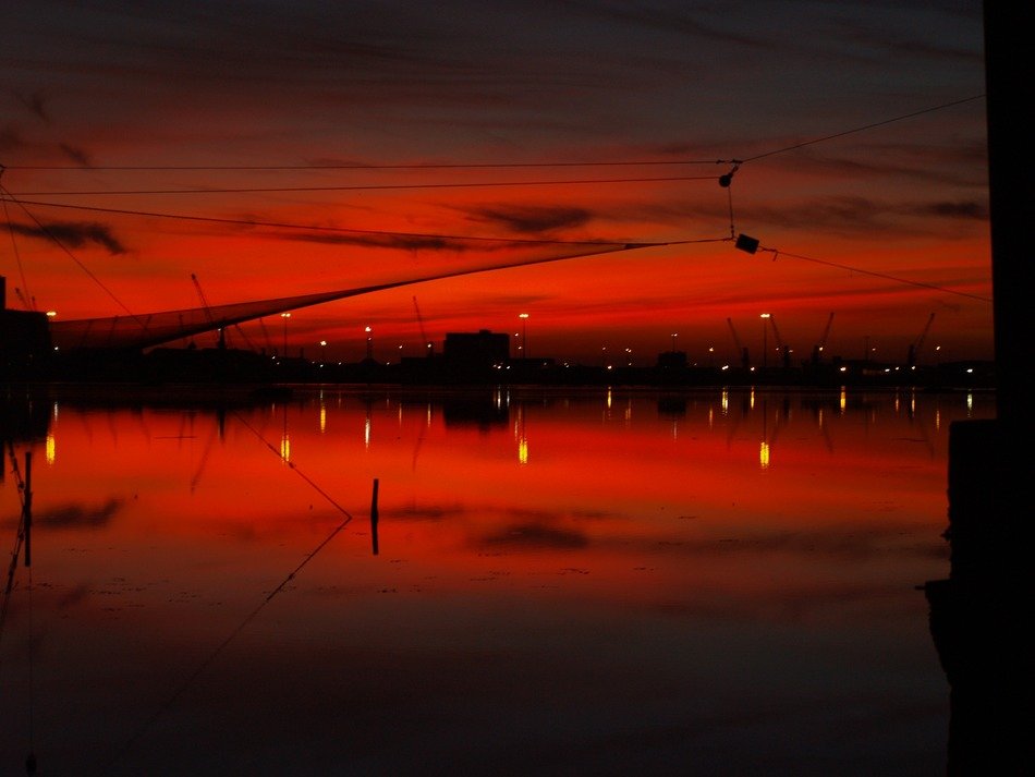 red glow of sunset