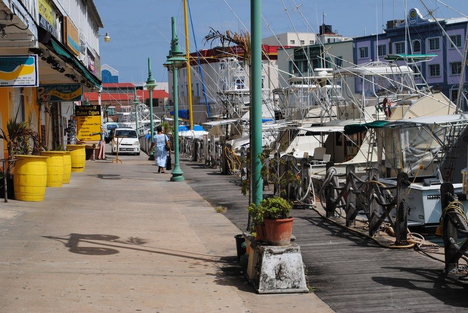 shoppins street on waterfront, barbados, bridgetown