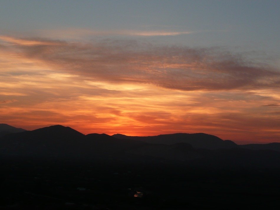 sunset over the mountains in spain