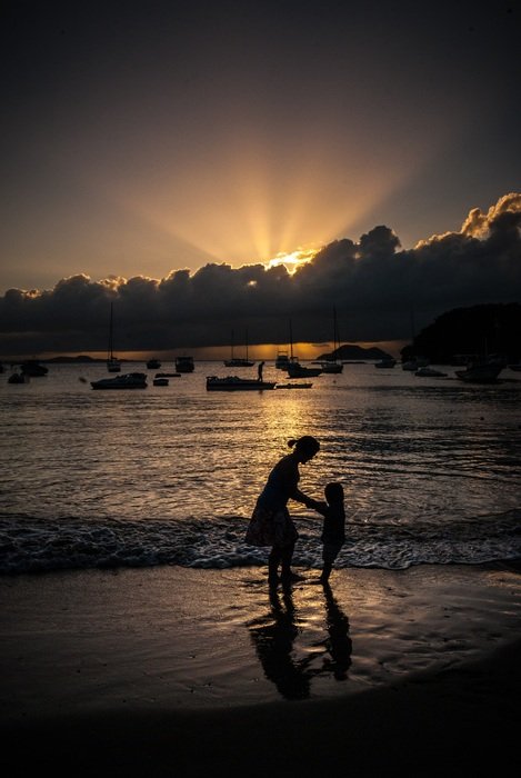 Sunset on peaceful beach